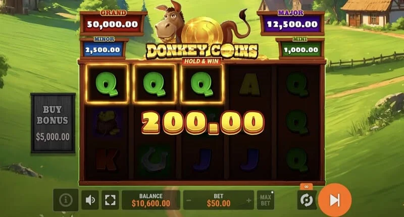 Donkey Coins Hold & Win - spustenie režimu Hold & Win